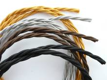 Винтажный витой электрический провод 2*0,75 мм, бежевый текстильный кабель Эдисона, винтажный шнур для лампы, Плетеный Ретро подвесной светильник, провод 10 м 2024 - купить недорого