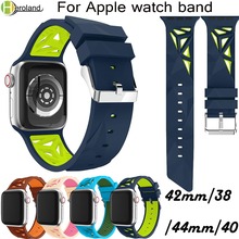 Новейший силиконовый ремешок для apple watch band 4, 42, 44 мм, iwatch band 3, 2, 1, 38, 40 мм, спортивный наручный ремешок для часов 2024 - купить недорого