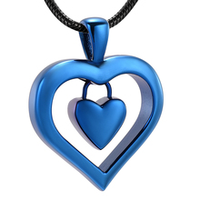 Ijd9962 colar gravável dupla com coração, joia cromada para cinzas de pingente de último amor 2024 - compre barato