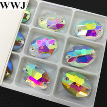 Costura oval em cristal de vidro para pedras, borda transparente para costura em modelos 7x10,10x14,11x16,13x24mm 2024 - compre barato