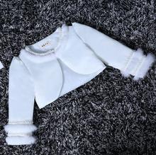 Elegant 2019 New Girls Long Sleeve Autumn Spring White Pearls Beaded Bolero Wedding Coat Frocks Wraps For 8 10 12 14 Years 2024 - buy cheap