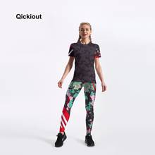 Qickitout 2018 occident fashion women suits green red printed short t-shirts long pants suits sportswear for summer 2024 - buy cheap