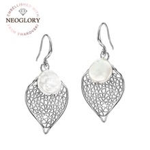 Neoglory Freshwater Pearl Round White Ball Drop Earrings Elegant Style Silver Color For Party Classic Gift Romantic Design 2024 - buy cheap