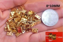 Wholesale 100pcs/lot Mini Cabinet Drawer Butt Hinge copper gold small hinge 4 small hole 8*10 copper hinge With screw 2024 - buy cheap