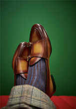 SHOOEGLE-zapatos informales de piel auténtica para hombre, mocasines con hebilla de doble correa, Estilo Vintage, para boda, de alta calidad 2024 - compra barato