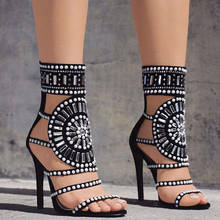 Boussac Rhinestone Gladiator Women Sandals High Heels Sexy High Heel Women Pumps Summer Party Shoes Women SWC0032 2024 - buy cheap