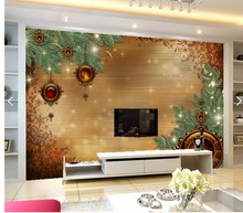 Custom 3D murals,Holidays Christmas Clock Branches papel de parede,hotel coffee shop living room sofa TV wall bedroom wallpaper 2024 - buy cheap