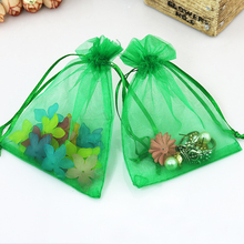 Bolsa de regalo de Organza verde hierba, embalaje de joyería, exhibición, bolsa con cordón para pulsera/Collar, Mini bolsa de hilo, 20x30cm, 500 Uds. 2024 - compra barato