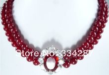 Красивое! 2 ряда 8 мм красные нефриты + ожерелье с кристаллами 2024 - купить недорого