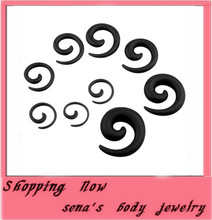 Body piercing jewelry Black spieal ear expander  free shipping mix 1.6~10mm 100pcs/lot acrylic ear taper 2024 - buy cheap