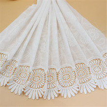 1Yds/lot Extra wide 43cm exquisite off white cotton embroidered flower lace vintage skirt hem curtain decorative lace AC501 2024 - buy cheap