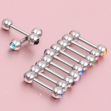 Surgical Stainless Steel Tragus Helix Bar Ball Labret Lip Cartilage double gem 6mm bar Ear Studs Earrings Body Piercing Jewelry 2024 - buy cheap