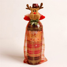 Новые красные чехлы для винных бутылок с изображением олененка с лентой рождественские украшения для дома милый Санта-Клаус Снеговик 2024 - купить недорого