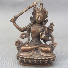 $ Old artesanato $ tibetano em bronze manjushri manjusri bodisatva estátua de buda espada de apoio (a0314) 2024 - compre barato