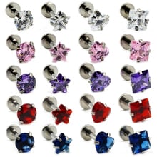 Showlove-100pcs Mixed 5 Colors Surgical Steel CZ Zircon Earring Tragus Cartilage Piercing Ear Stud Lip Ring Wholesa Body Jewelry 2024 - buy cheap