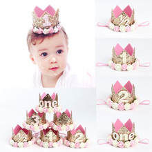 Gorros de fiesta de cumpleaños para niño y niña, sombrero de fiesta para el primer cumpleaños, corona de princesa, Número 1, 2, 3 años, recuerdos de fiesta para el bebé 2024 - compra barato