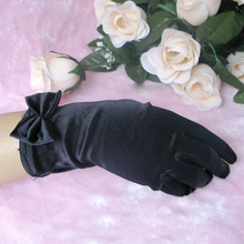 Guantes de dama de honor para fiesta, guantes cortos de dedo negro, con estampado de flores, para baile, Envío Gratis 2024 - compra barato