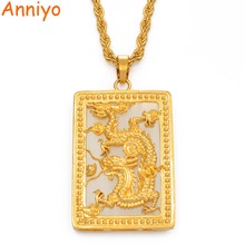 Anniyo-collar con colgante de dragón grande con piedra para hombre, joyería de Color dorado, adornos para mascota, collares de la suerte, estilo chino #014207 2024 - compra barato