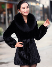 faux Mink fur overcoat Women mink fur coat mink hair large fur collar faux fur coat for women winter 2024 - buy cheap