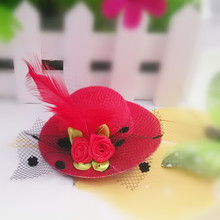 M MISM New Cute Hat Shaped Flower Adornment Girls Feathered Hat Hair Clips Children's Hair Accessories Fashion Hairpins 2024 - buy cheap