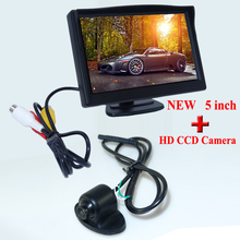 Frete grátis 5 polegadas tft lcd cor carro monitor de vídeo entrada + carro reversa câmera de visão traseira promoção 2024 - compre barato