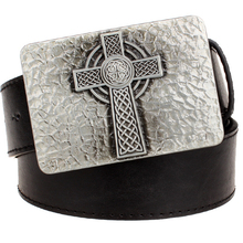 New leather belt metal buckle square Celtic knot pattern cross weave belts trend punk rock decorative belt men gift women 2024 - buy cheap
