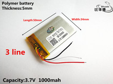 3 línea de buena calidad 3,7 V 1000 mAH 503450 de polímero de iones de litio/Li-ion batería de juguete banco de potencia GPS mp3... mp4 2024 - compra barato