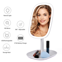 Multifuncional inteligente led maquiagem espelho de luz com 10x lupa portátil compacto desklamp tela sensível ao toque espelho cosmético 2024 - compre barato
