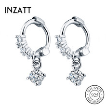INZATT Real S925 Sterling Silver Zircon Pendant Round Hoop Earrings For Charm Women Party Fine Jewelry Classic Accessories Gift 2024 - buy cheap