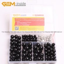 Gem-inside 6-12mm Natural Stone Beads Black Agates Beads For Jewelry Making Beads Kit Free Box And Spacer Finding DIY Trinket 2024 - buy cheap