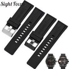 Pulseiras de silicone masculinas de borracha, pulseira panerai diesel dzmc0001, acessórios para relógio, 26mm, preto, pulseira masculina 2024 - compre barato