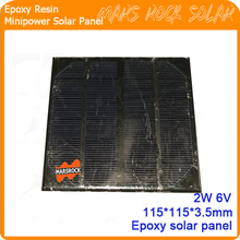 Venda quente 2 W 6 V 115 * 115 mm resina epóxi Mini painel Solar monocristalino 2024 - compre barato