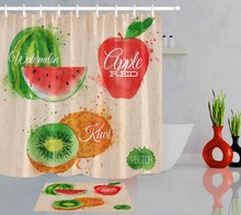 Cortina impermeable de poliéster para baño, cortina de ducha con diseño de fruta Kiwi y manzana, con diseño de sandía y acuarela, para decoración de bañera, LB 180x180 2024 - compra barato