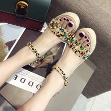 Sandalias de cuña bohemias para mujer, sandalias de plataforma con diamantes de imitación a la moda, Sandalias de tacón alto para verano, sandalias para vestido de fiesta 2021 2024 - compra barato