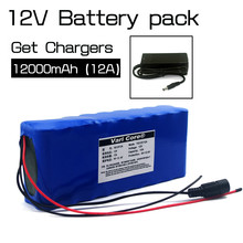 Paquete de batería de iones de litio de 12v 18650, 12a, placa de protección de 12000mAh, lámpara de caza, xenón, pesca, uso + cargador de 12,6 v 3A 2024 - compra barato