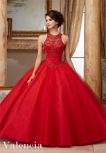 Navy Blue Red Quinceanera Dresses 2021 High Neck with Beaded Masquerade Ball Gowns Sweet 16 Dress Vestidos De 15 Anos 2024 - buy cheap