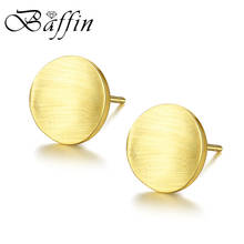 BAFFIN Korean Style Earrings Women Simple Round 925 Silver Stud Earrings With Gold-Color Fashion Party Wedding Accessories 2024 - buy cheap