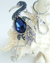 Llavero Animal de 3,94 ", colgante de flamenco, pájaro, tinta azul, diamantes de imitación, cristal K06620C7 2024 - compra barato