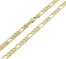 Collar de cadena de eslabones Figaro italiano, con acabado de oro sólido fino de 7mm, 24 pulgadas 2024 - compra barato