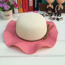 1 Pcs 2017 Fashiob Double Color Falbala Children Sun Hats Spring Summer Girl Straw Brand Hats size 53cm 5 colors 8541 2024 - buy cheap