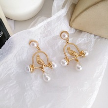 Timeless Wonder Glam Faux Pearl Bird In A Cage Stud Earrings for Women Party Gorgeous Top Gift Gown Trendy Punk Gothic Ins 3466 2024 - buy cheap