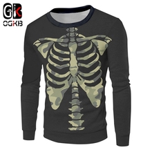 OGKB 3D Printed Man Creative Interesting Casual Pullover Camouflage Skeleton Men's Large Size Black Sweatshirt 6XL 2024 - buy cheap