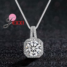 Fashion Jewelry With Shiny White Cubic Zircona Women/Girls Charm Necklace 925 Sterling Silver Chains & Pendant Wholesale 2024 - buy cheap