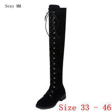 Spring Autumn long Boots Flat With Women Over The Knee Boots Woman Thigh High Boots Botas Plus Size 33 - 40 41 42 43 44 45 46 2024 - buy cheap