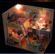 Рождественский подарок на день Valantine DIY деревянный кукольный дом с мебелью куклы для дома 3D пазл кукольный домик игрушка Подарки 2024 - купить недорого