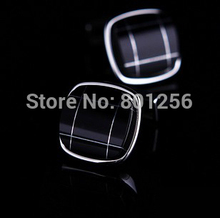 Free shipping Stone Cufflinks black color square stone design hotsale copper material cufflinks whoelsale&retail 2024 - buy cheap