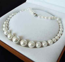 Hot sell Noble- FREE SHIPPING>>>@@ GENUINE 8-16MM WHITE SOUTH SEA SHELL PEARL NECKLACE JEWELRY 18'' AAA style Fine Noble real Na 2024 - buy cheap