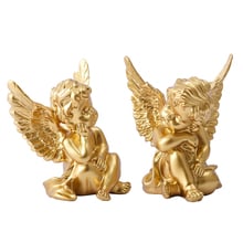 Статуи мальчика-ангела из белого золота, креативные европейские статуи Ангела, ручные изделия, декоративные сказочные фигурки для домашнег... 2024 - купить недорого