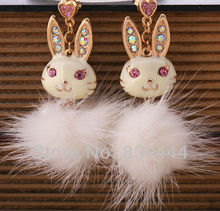 Christmas Gift Fashion Jewelry Colorful Rabbit Crystal Earrings 2024 - buy cheap