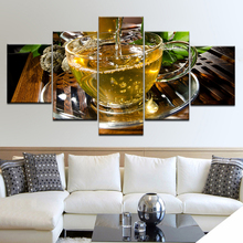 Pintura en lienzo para Decoración de cocina, póster de té de pared grande para sala de estar, imágenes de pared, impresión en lienzo (sin marco), 5 paneles 2024 - compra barato
